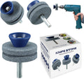 【New】Double Layer Corundum Lawn Mower Blade Sharpener, Universal Wear Lawnmower Blade Sharpener for Any Power Drill/Hand Drill, Double-Layer Grindstones Easy to Use and Not Easy Damage-(Gray)