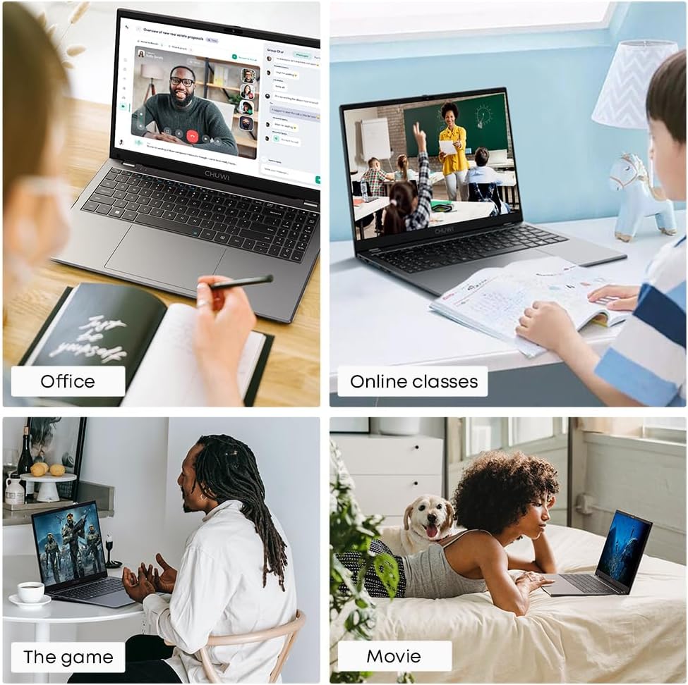 Gemibook plus Laptop 15.6'', 16GB LPDDR5 512GB SSD, Intel N150(Up to 3.6Ghz, TDP 15W), Windows 11 Laptops Computer, 2TB SSD Expend, IPS FHD 2K, HDMI, Wifi 6, BT5.2, USB 3.0, Webcam