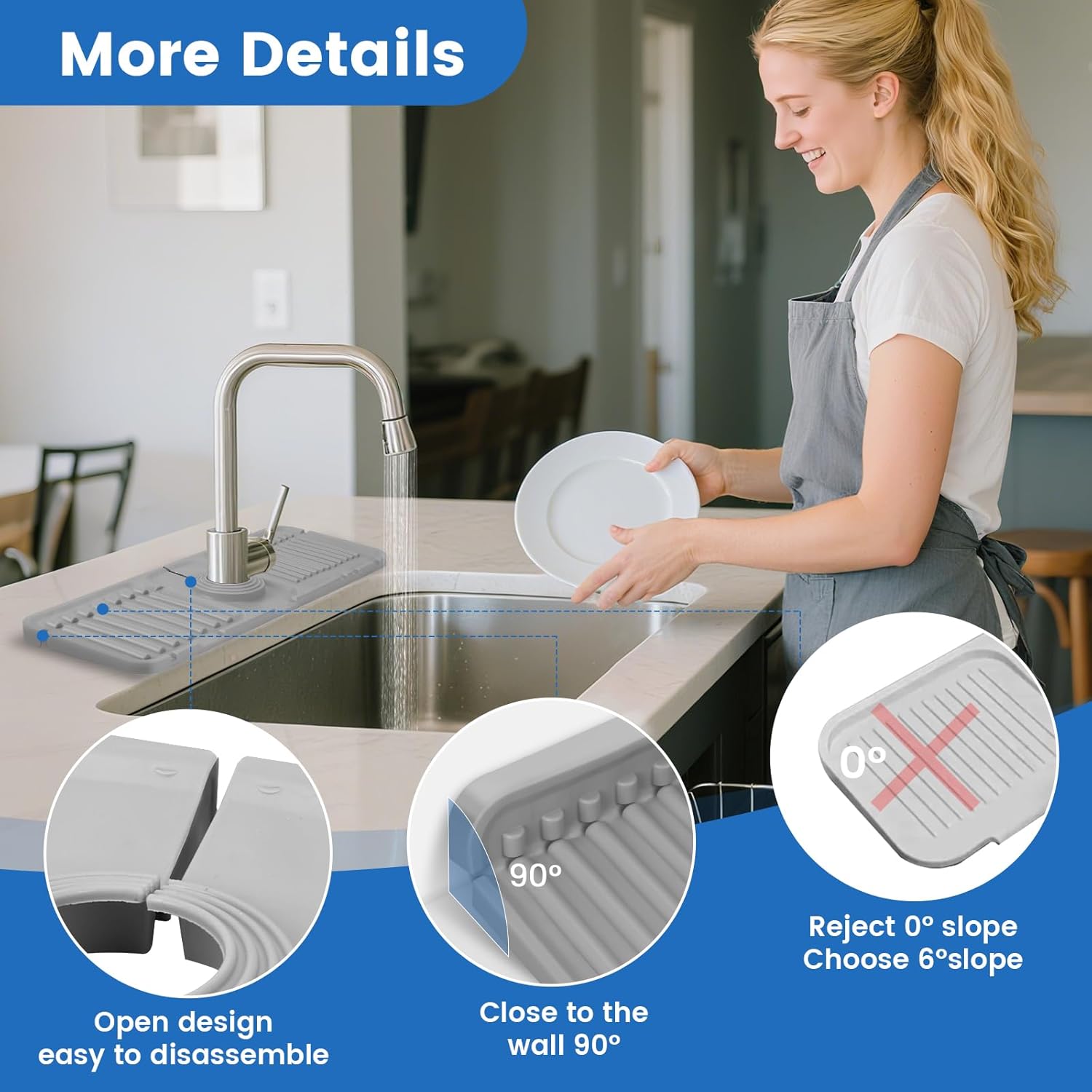 Silicone Sink Pad for Kitchen Sink, Keeping the Sink Surface Dry and Free of Residual Water Droplets