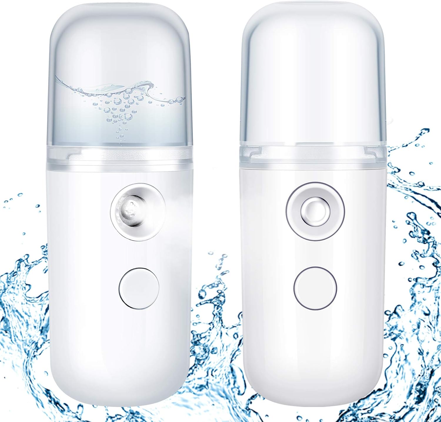 2 Pieces Nano Facial Mister 30 Ml Mini Face Humidifier Portable Facial Sprayer USB Rechargeable Handy Skin Care Machine for Face Hydrating, Daily Makeup (Dark Pink and White)