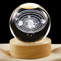 3D Galaxy Crystal Ball Lamp with Dimmable LED and Wooden Base, Night Light for Kids Teens Adults, Home Desk Office Bedroom Decor, Birthday Gift (2.4”/ 6Cm)