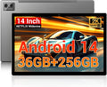 Tablets 2025 14 Inch Android 14 Tablet, 36GB RAM, 256GB Storage(Expand to 1TB), 2K Display, 8 Core CPU, 11580Mah Battery,4 Speakers, 5G Wifi Tablet with Pen Case-Gray