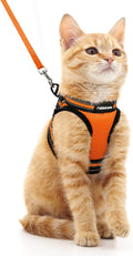 Cat Harness and Leash Set for Walking Escape Proof, Adjustable Soft Kittens Vest with Reflective Strip for Cats, Comfortable Outdoor Vest, Blue, S