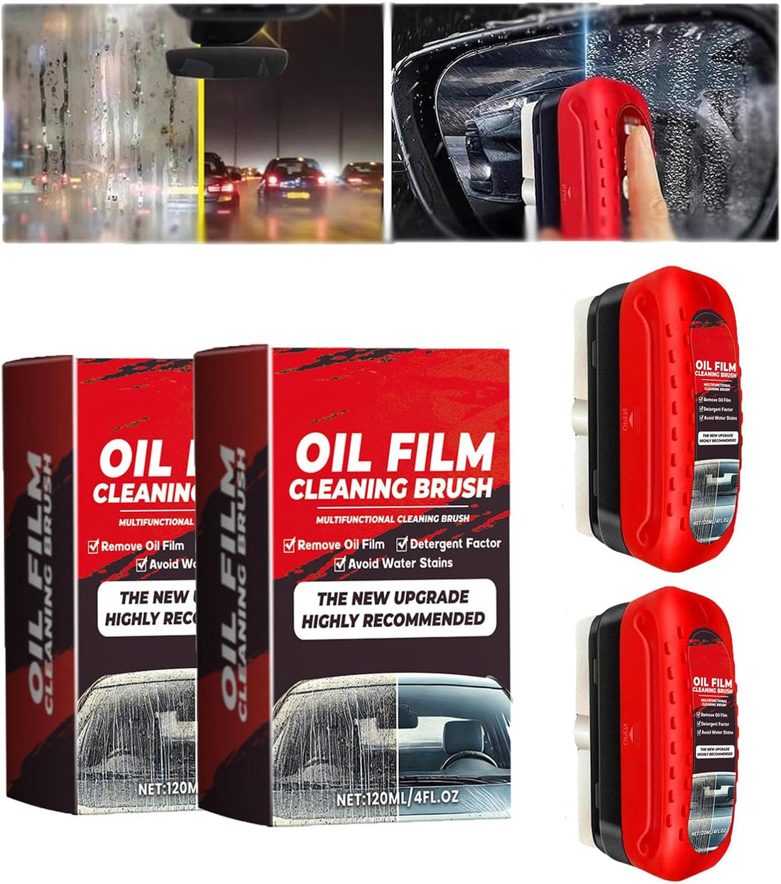 2Pack Automotive Oil Film Cleaning Brush New Glass Coating for Windshield Glass Oil Film Remover, Strong Front Windshield Remover for Windshield Improves Clarity and Visibility