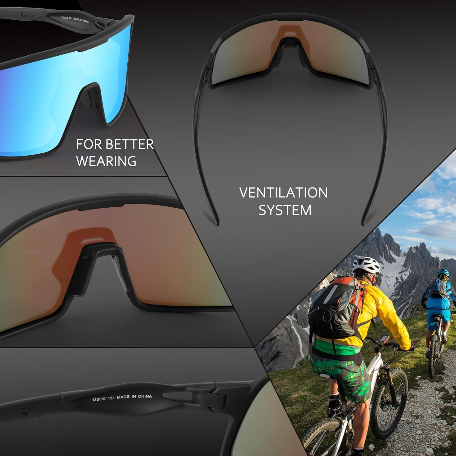 Polarized Cycling Glasses Sports Sunglasses, UV400 Protection, Men Women Running Fishing Driving Baseball Glasses