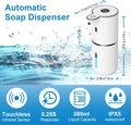 Automatic Foaming Soap Dispenser Touchless, USB Rechargeable Smart Hand Soap Dispenser, 6-Level Adjustable, 12.8Oz/380Ml Wall Mount for Bathroom Kitchen Dish Soap