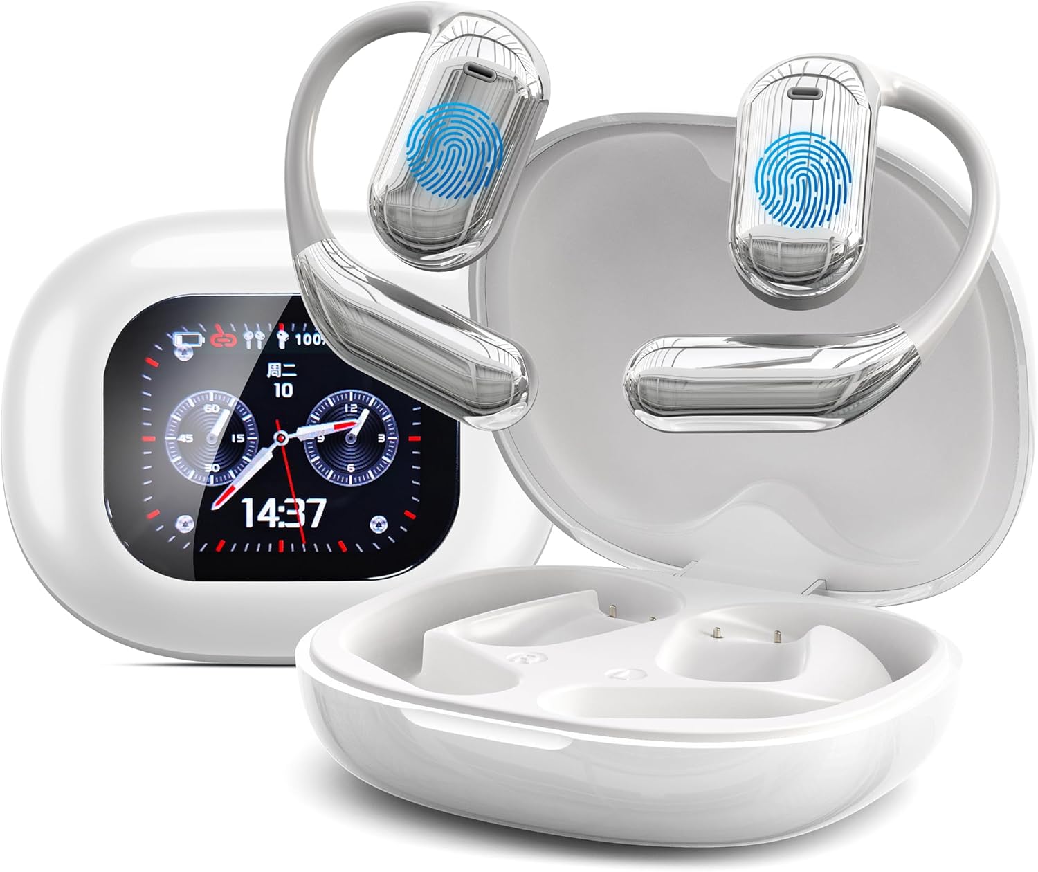 AI Translator Wireless Earbuds Real-Time Language Translation Earphone, 3-In-1 Translating Earbud with 144 Languages ​​& Accents, LED Full Color Touch Screen with 16 Additional App Bluetooth 5.4