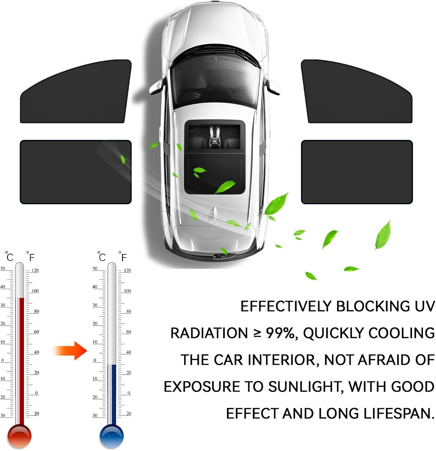 Driver Side Window Sun Shade 2PCS Car Magnetic Window Shades for Baby and Privacy, Car Windows Curtains Covers Front Side Glass 99% UV Protection Magnetic Blackout Windows Cover Tint