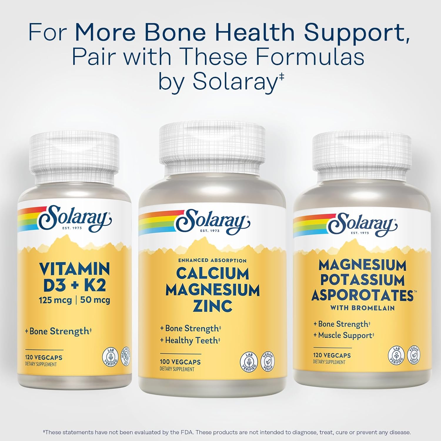 Calcium Magnesium Zinc Supplement - with Calcium 1000Mg, Magnesium 500Mg - Bone Health, Muscle Function, Heart Health and Immune Support - Vegan, 60 Day Guarantee, 25 Servings, 100 Vegcaps