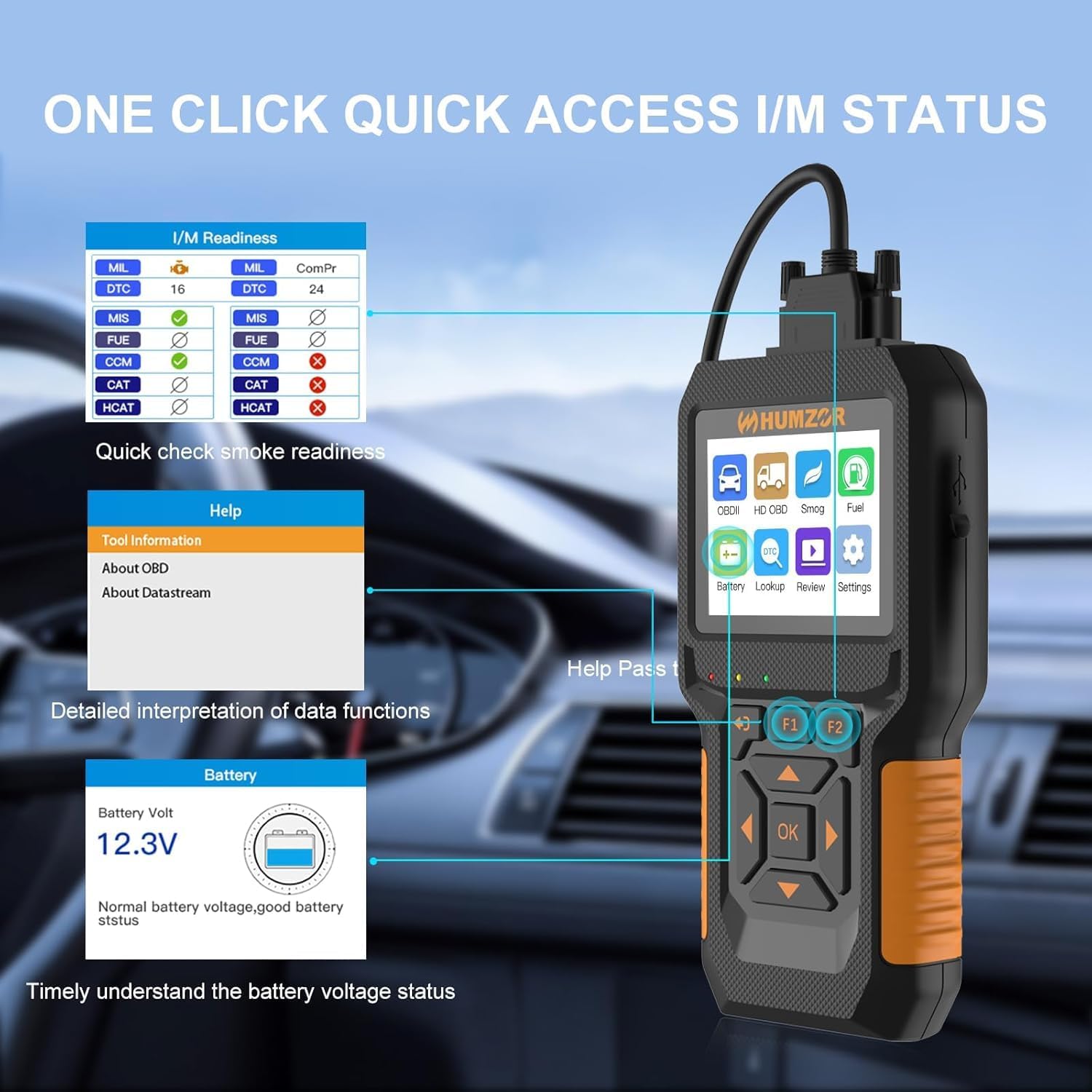 Heavy Duty Truck Scanner,Full System Diesel Diagnostic Scan Tool and Code Reader for Cummings, Detroit,Freightliner,International,Paccar,Check Truck Engine and Car 2 in 1 Code Reader/Obd2 Scanner