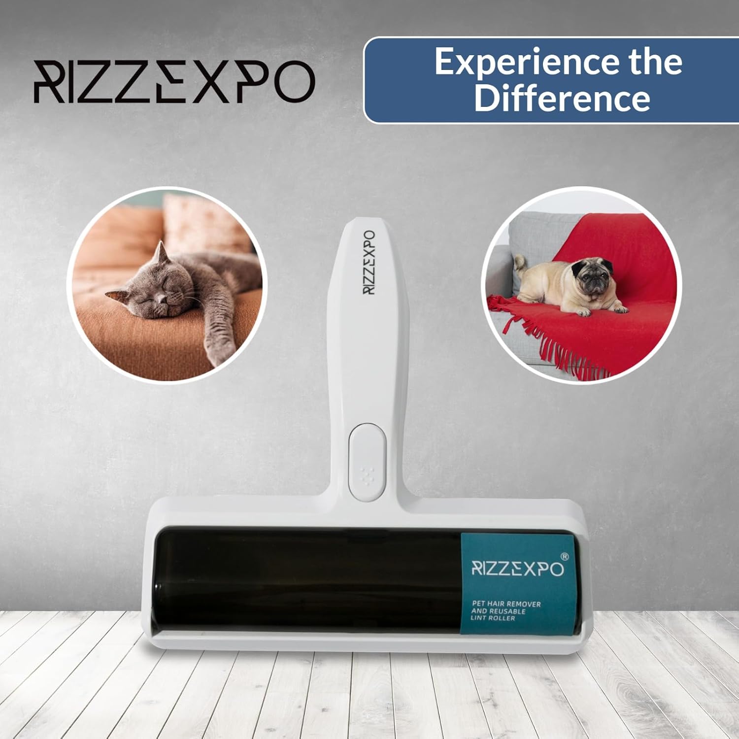 Reusable Lint Roller with Brush, Lint Roller for Cat Hair & Dog Fur, Ideal for Furniture, Carpets, Clothing & Bedding, Pet Hair Remover, Cat & Dog Hair Remover Tool