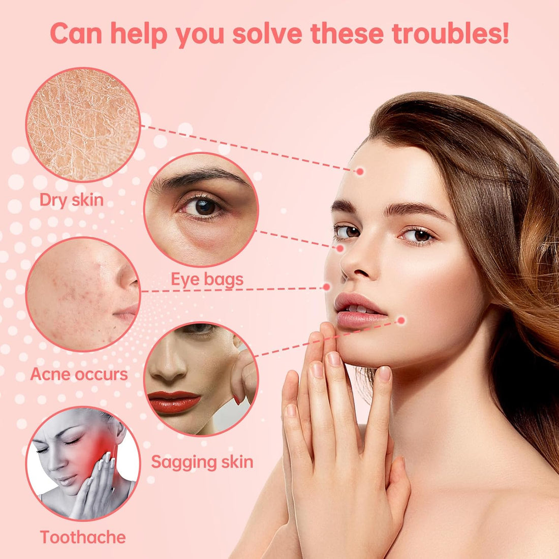 Ice Roller for Face and Eye，Ice Cube Roller Massager for Skin Women Care Tools, Naturally Conditioning De-Puff Eye Bags, Reduce Migraine Pain， Reusable Massage Silicone Ice Mold （Pink）