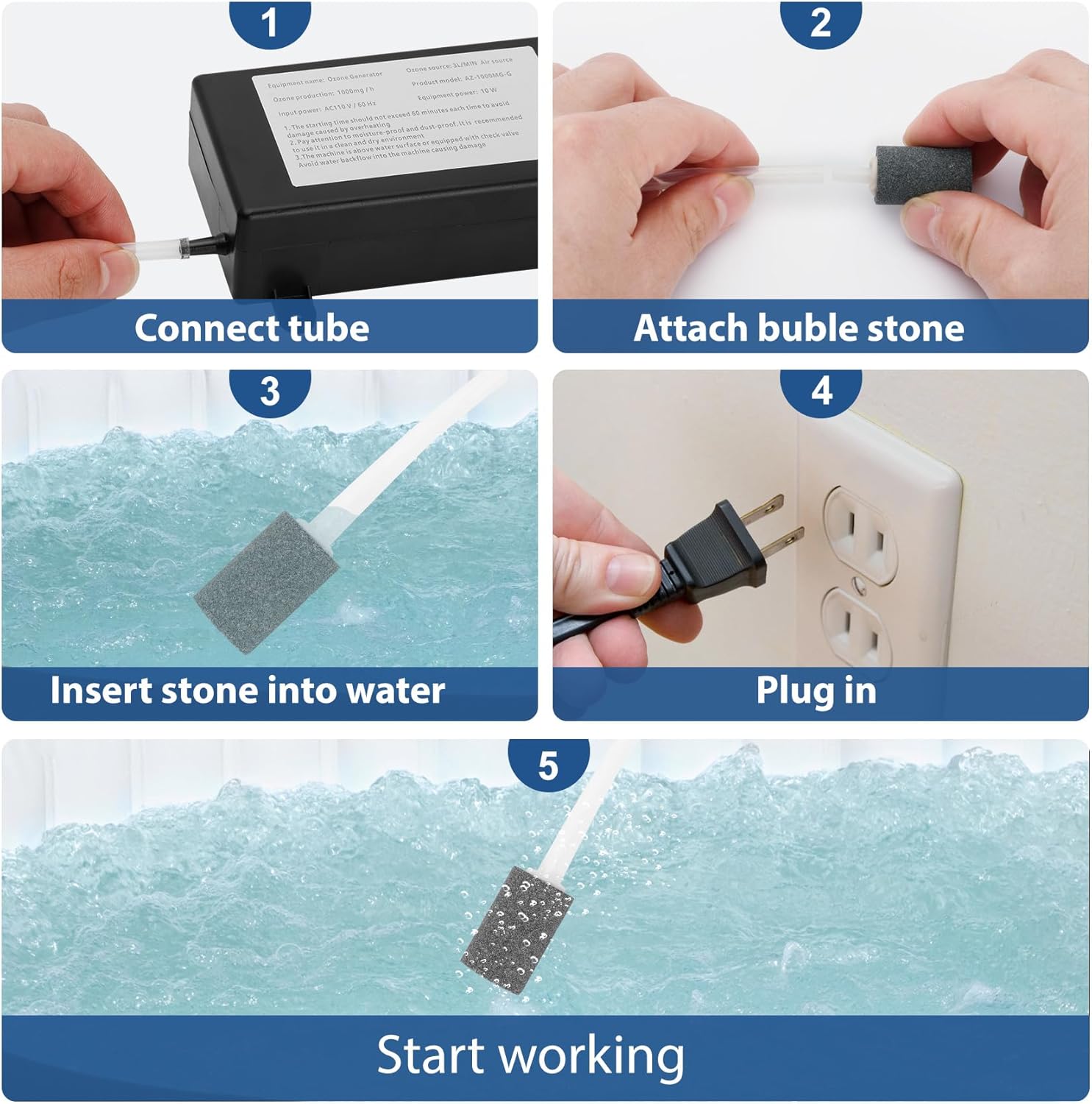 Ozone Generator for Cold Plunge, 1000Mg/H Ozone Generator for Water Keep Cold Plunge, Ice Bath, Spa, Hot Tub, Pool Clean and Fresh for a Long Time