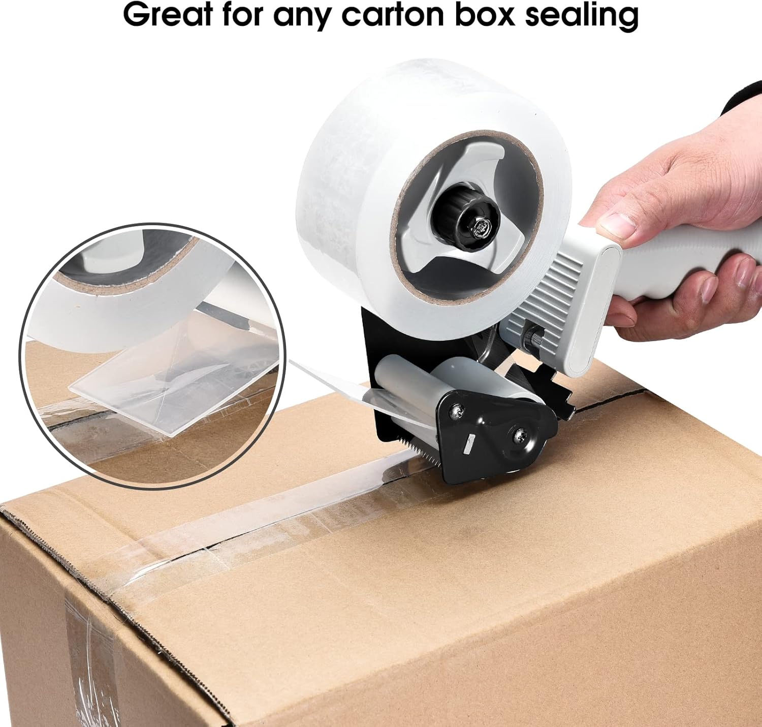 Packing Tape Dispenser Gun,  2 Inch Tape Gun Dispenser with 2 Inch Carton Packing Tape, Lightweight Industrial Side Loading Tape Dispenser - Black