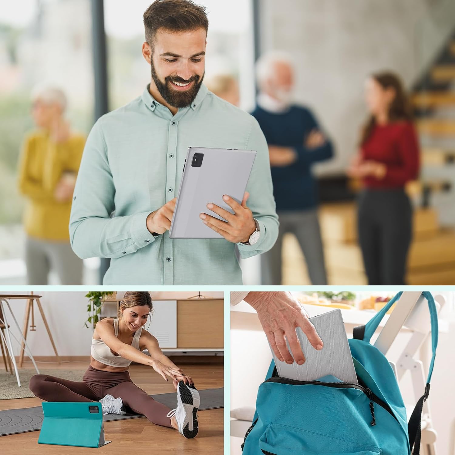 10 Inch Tablet - Android 15 Tablet for Adults - Google Tablet Computer with HD IPS Touch Display, Octa-Core, 8GB RAM 64GB ROM, 512GB Expand, Wi-Fi 6 (2.4G + 5G), Dual Camera, 5000Mah Battery - Silver