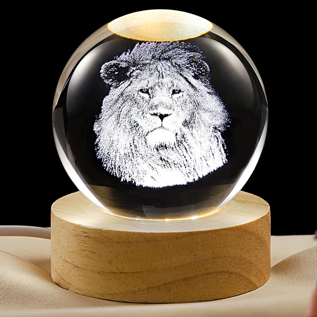 3D Galaxy Crystal Ball Lamp with Dimmable LED and Wooden Base, Night Light for Kids Teens Adults, Home Desk Office Bedroom Decor, Birthday Gift (2.4”/ 6Cm)