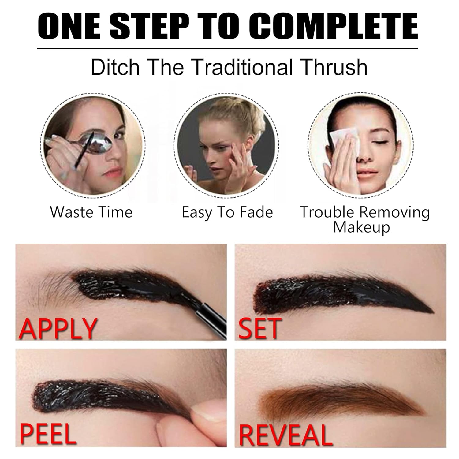1PCS Peel off Tattoo Eyebrow Gel, Long-Lasting Waterproof Eyebrow Tattoo Makeup,Natural Elegant Eyebrow Tattoo Peel off for All Types of Eyebrows - Light Brown