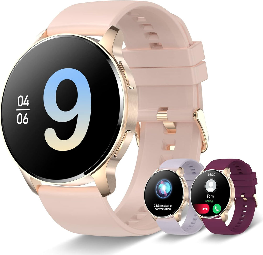 Smart Watch for Women, Bluetooth Call Fitness Tracker for Android and Ios Phones Waterproof Smartwatch with 1.32" HD Full Touch Screen AI Voice Control Heart Rate Sleep Monitor Pedometer