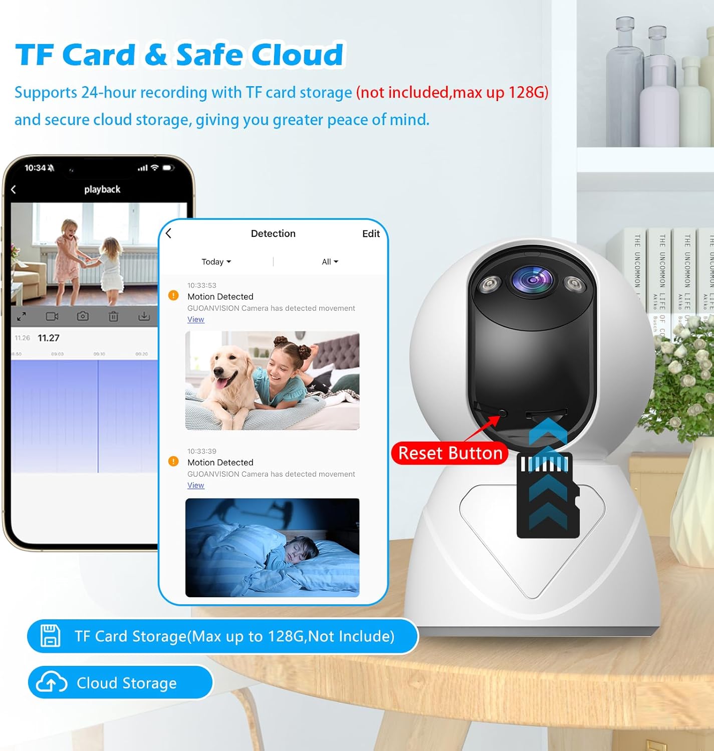 Indoor Pan/Tilt Security Camera, 5G Wifi Home Cameras for Baby Monitor/Pet Camera, Auto-Focus and Zoom, Motion Detection, 2-Way Audio, Siren, Night Vision, Cloud & SD Card Storage