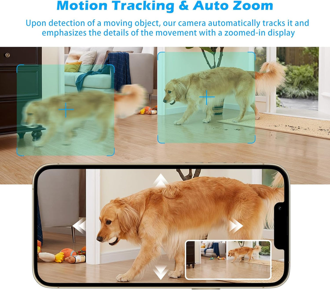 Indoor Pan/Tilt Security Camera, 5G Wifi Home Cameras for Baby Monitor/Pet Camera, Auto-Focus and Zoom, Motion Detection, 2-Way Audio, Siren, Night Vision, Cloud & SD Card Storage