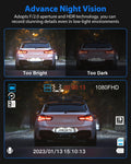Dash Cam Front and Rear, 1080P Dash Camera for Cars, 3 Channel Car Camera Front Rear and inside with 32GB Card, Loop Recording, Night Vision, HDR, G-Sensor, 24Hr Parking
