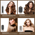 Hair Dryer Brush 6 in 1 Detachable Blow Dryer Brush Set 60000RPM Hair Styling Tool 1000W Professional Hot Air Styler Negative Ionic Hot Air Brush Auto Air Curler Straighten round Brush (Gold)