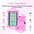 2025 Kids Tablet, 7 Inch Android 14 Tablet for Kids, 8GB+32GB ROM+1TB Expand Quad-Core Toddler with Shockproof Case, BT, Wifi, Parental Control, Dual Camera, Games (Pink)