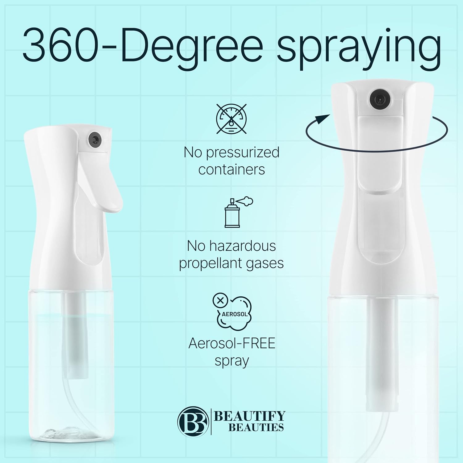 Hair Spray Bottle – Ultra Fine Continuous Water Mister for Hairstyling, Cleaning, Plants, Misting & Skin Care (Clear, 6.8 Ounces)