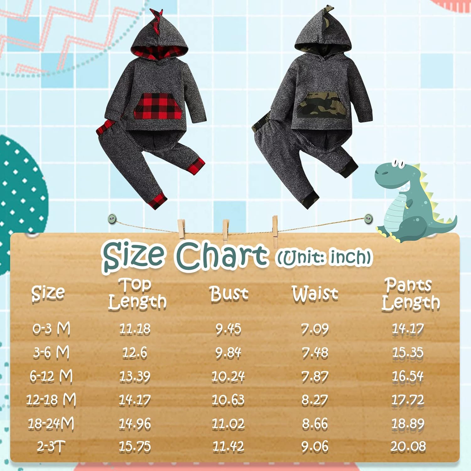 Baby Boy Clothes Toddler Infant Boys Fall Winter Outfit Long Sleeve Hoodie Sweatshirt Tops + Pants 2Pcs