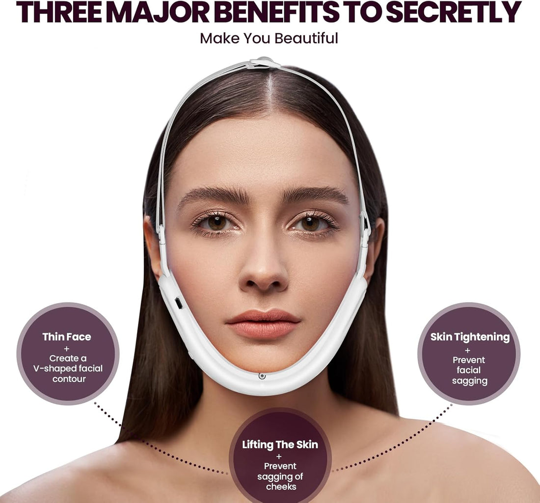 Electric Double Chin Device and V-Face Machine with 8 Modes and 15 Gear Adjustable Intensities - Intelligent Double Chin Machine for V-Face