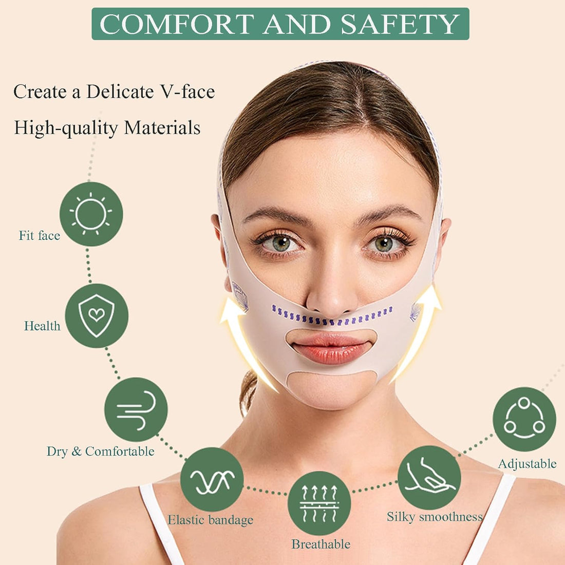 Face Lifting Strap, V Line Thin Face Slimming Belt Chin Lift Mask for Men and Women, Double Chin Reducer Tape Soft High-Elastic Fit Bandage