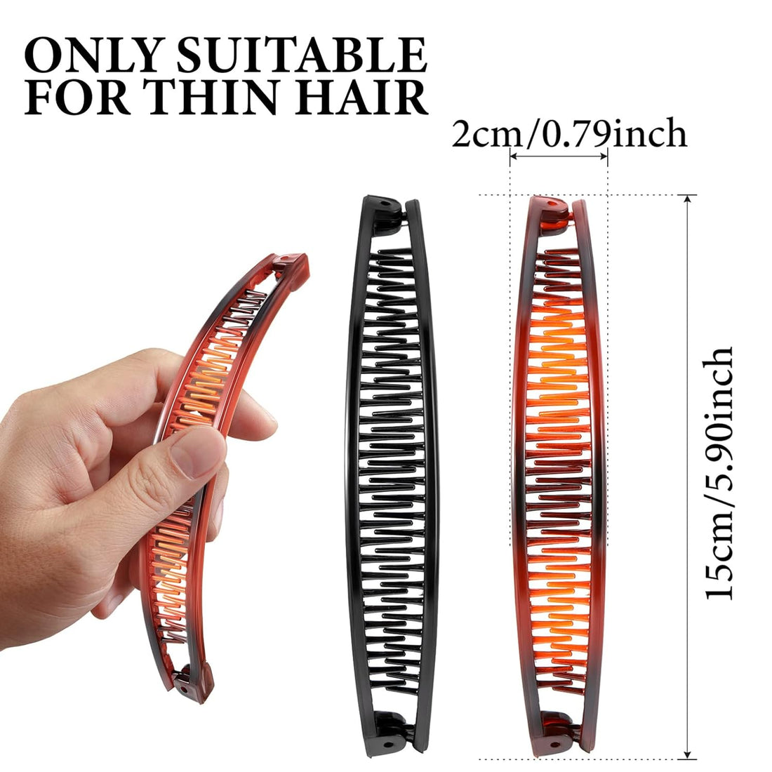 6 Pcs Banana Clip Hair Clincher Combs Classic Banana Hair Clip Fish Shape Ponytail Clips for Women Girls Thick Curly Thin Fine Hair(Brown, Black)
