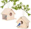 Outdoor Bird Houses Transparent Wooden Bird House for outside with Lanyard and Screws,Hanging Birdhouse Clearance for Finch Bluebird Cardinals Hummingbird