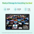 10 Inch Tablet - Android 15 Tablet for Adults - Google Tablet Computer with HD IPS Touch Display, Octa-Core, 8GB RAM 64GB ROM, 512GB Expand, Wi-Fi 6 (2.4G + 5G), Dual Camera, 5000Mah Battery - Silver