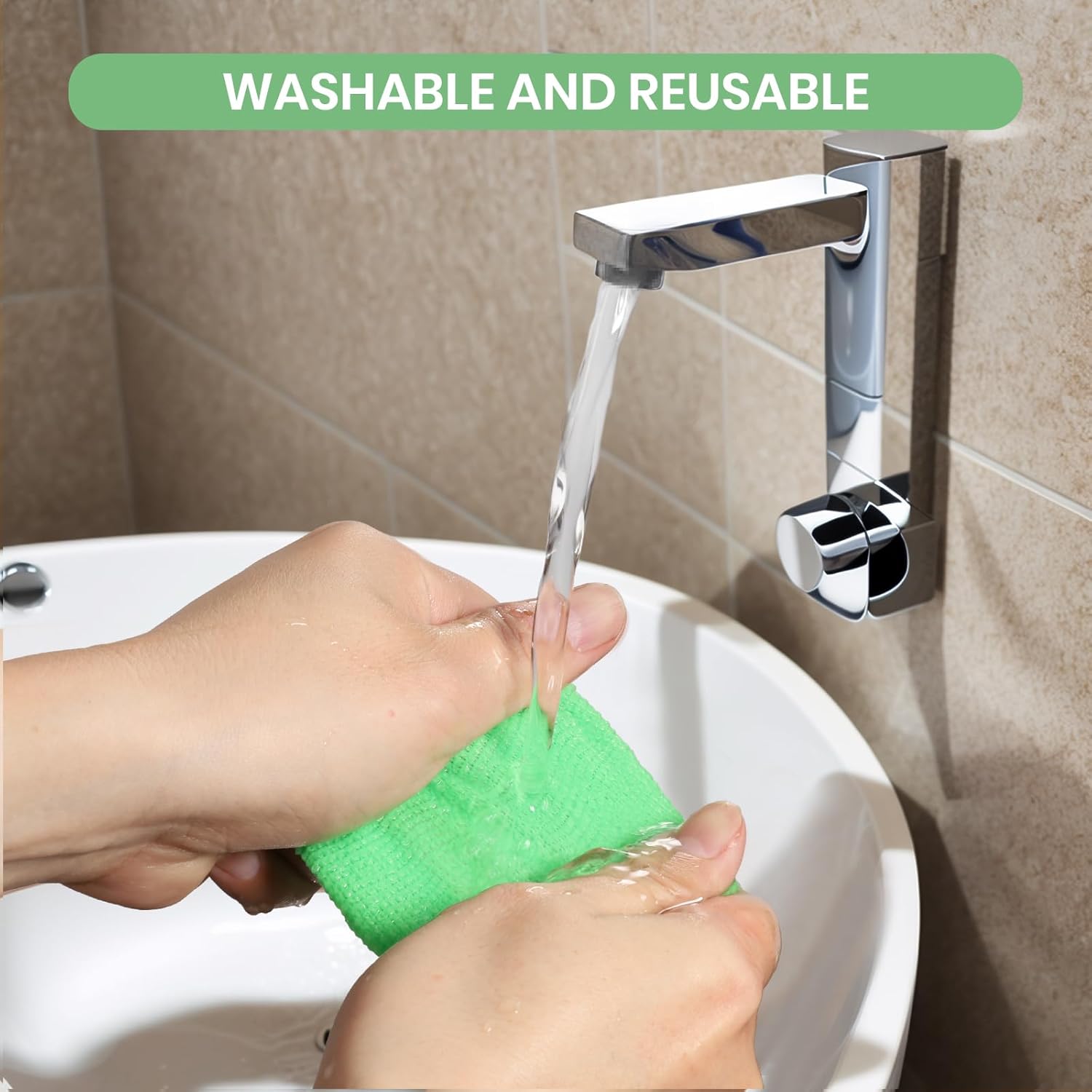 6PCS Windshield Cleaning Tool Car Window Cleaner with 5 Reusable and Washable Microfiber Pads and Extendable Handle Auto inside Glass Wiper Kit Green (Green)