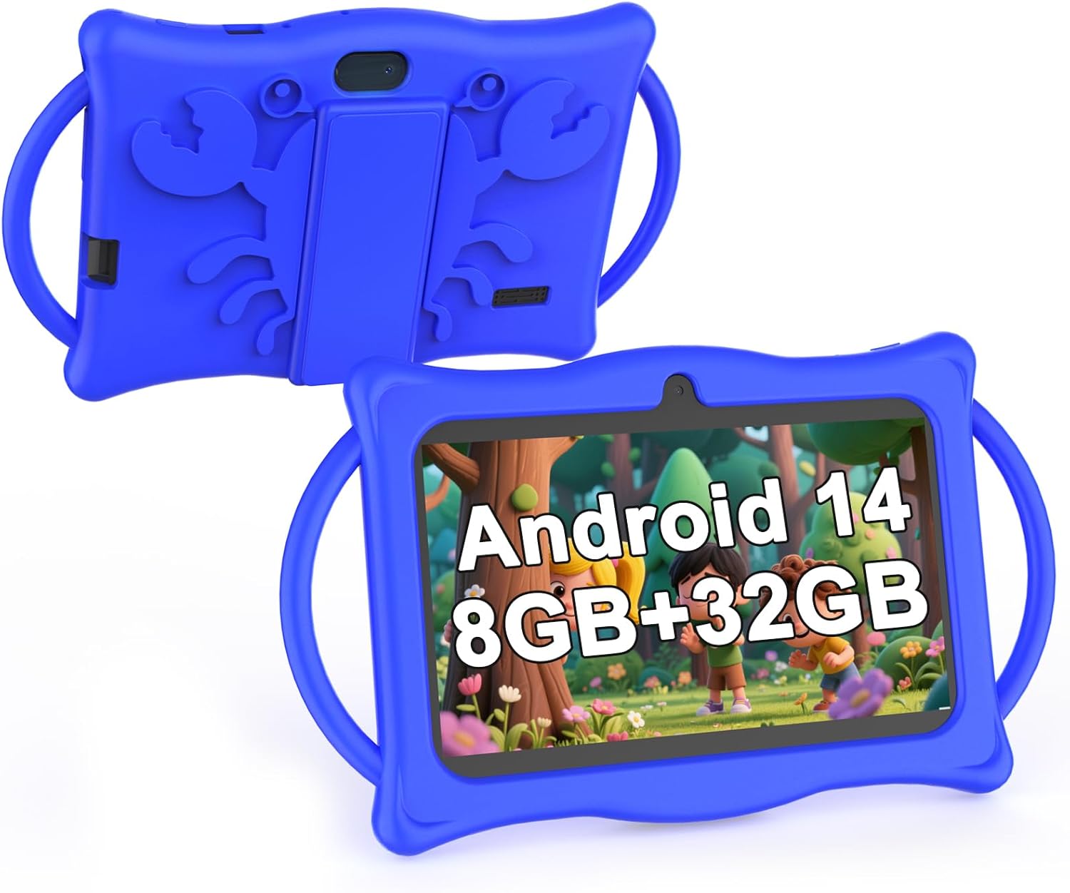2025 Kids Tablet, 7 Inch Android 14 Tablet for Kids, 8GB+32GB ROM+1TB Expand Quad-Core Toddler with Shockproof Case, BT, Wifi, Parental Control, Dual Camera, Games (Pink)