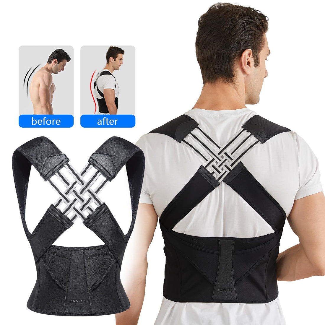 Posture Corrector for Women and Men,Adjustable Shoulder Straightener,Back Support Brace,Upper Spine Scoliosis, Hunchback