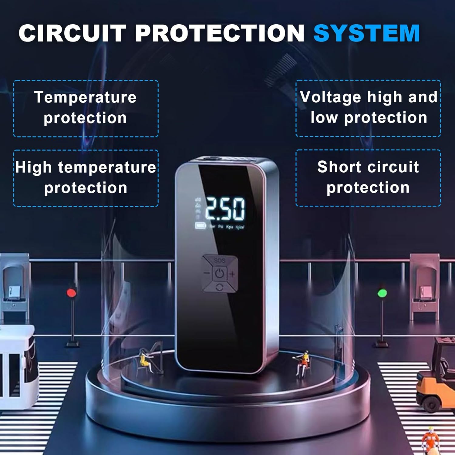 Jump Starter with Air Compressor,14.8V 8000A Peak Portable Car Battery Jump Starter Jump Box,150Psi Car Air Pump Tire Inflator Battery Charger with LED Light, LCD Display,Black