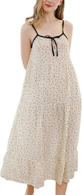Satin Nightgowns for Women Long Silk Nightdress Vintage Lace Chemise Maxi Sleepwear