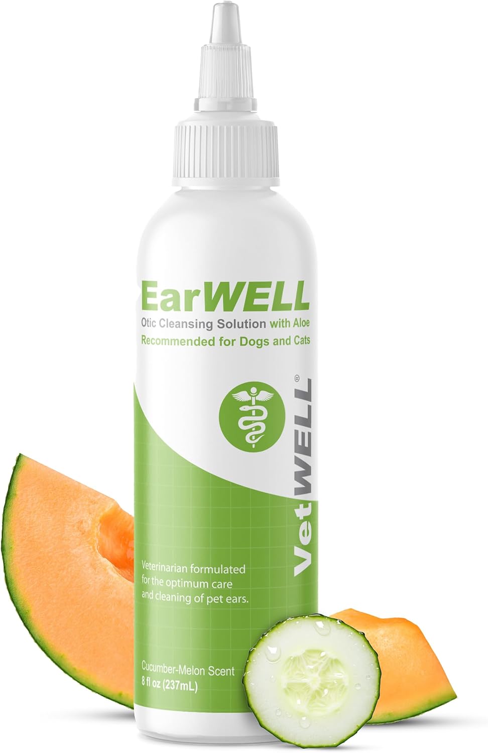 Ear Cleaner for Dogs and Cats - Otic Rinse for Infections and Controlling Ear Infections and Odor in Pets - 8 Oz (Cucumber Melon)