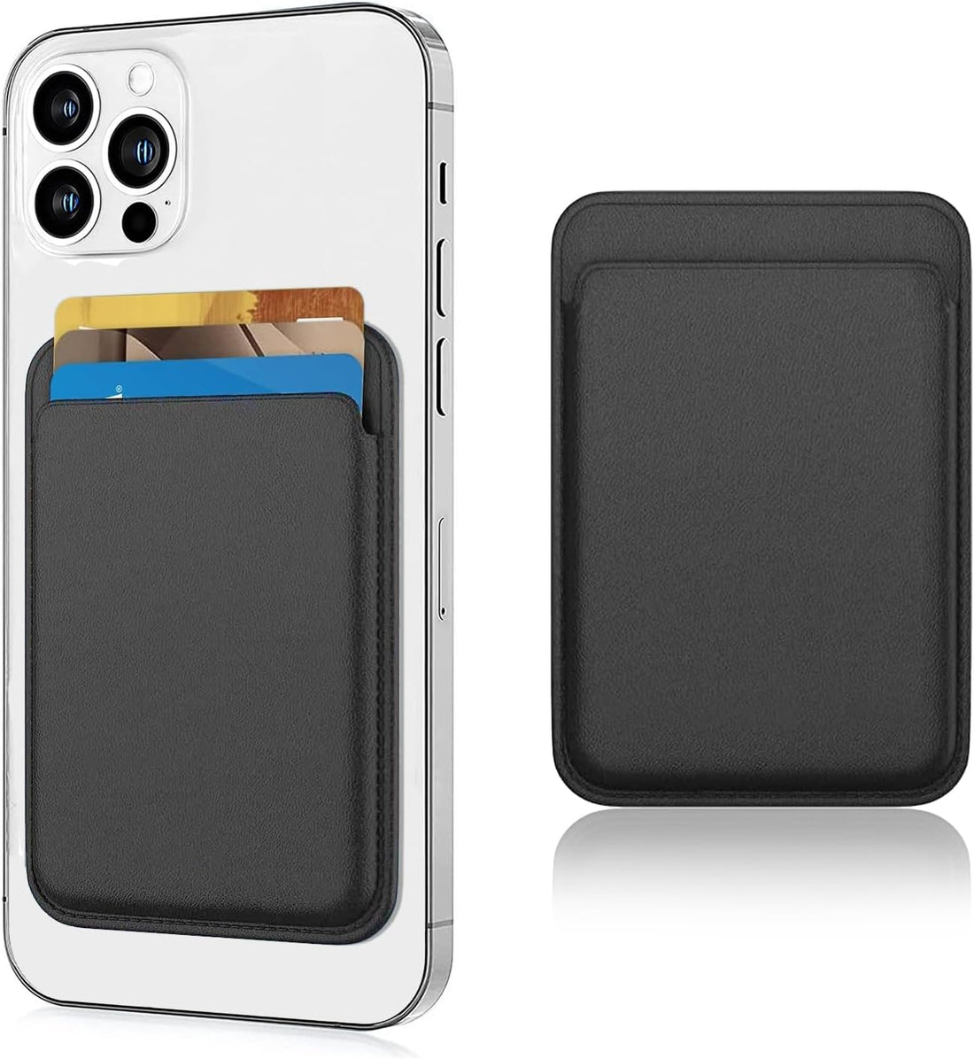 Magnetic Wallet Compatible with Magsafe for Iphone 16 15 14 13 12 Pro Max plus Model, None-Cutout Mag 3 Safe Card Holder Stick on for Apple Cell Phone, Midnight Black