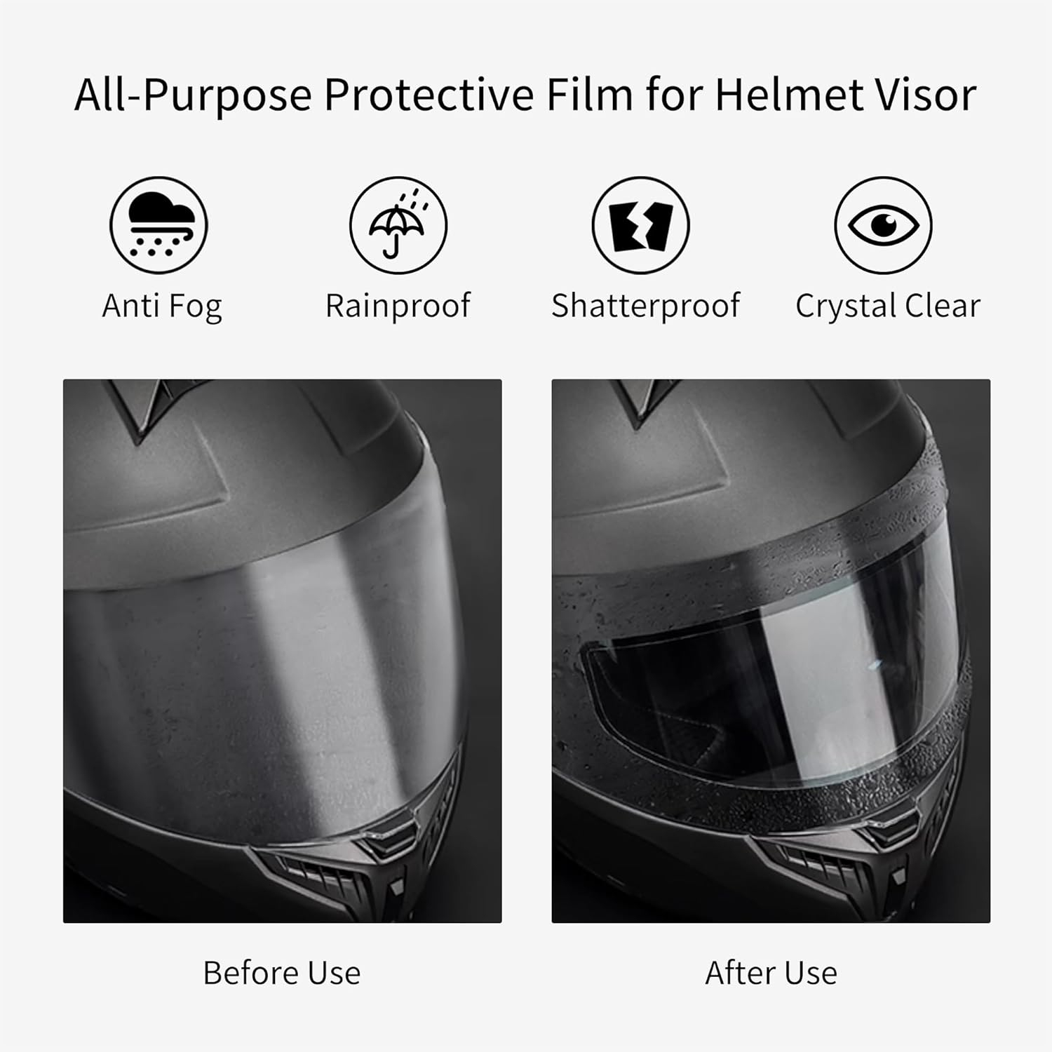 Universal Helmet Visor Anti-Fog Film & Rainproof Film - 2 PCS Large Version for Motorcycle Helmet Lens, Alternative to Pinlock Insert Lens - Ultra HD Helmet Shield Films, Anti-Steaming