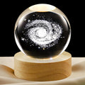 3D Galaxy Crystal Ball Lamp with Dimmable LED and Wooden Base, Night Light for Kids Teens Adults, Home Desk Office Bedroom Decor, Birthday Gift (2.4”/ 6Cm)