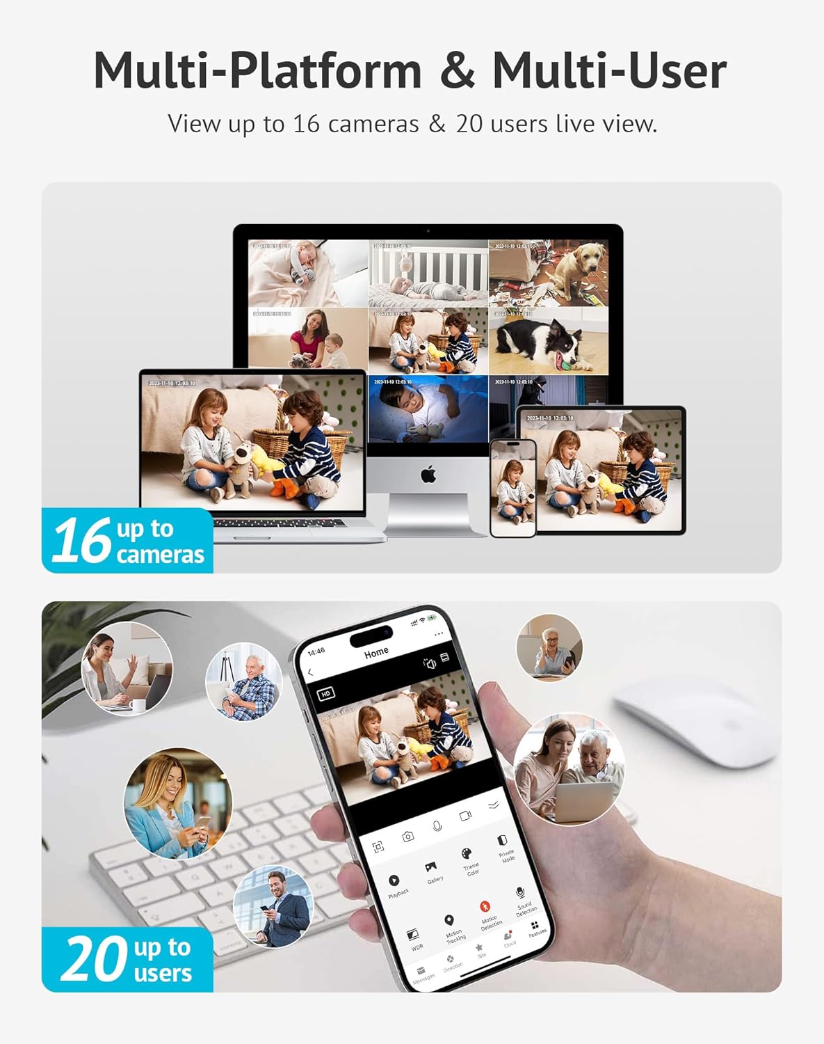 4MP 2K Cameras for Home Security Indoor, 5G& 2.4Ghz Home Security Camera for Baby/Elder/Pet/Nanny,Baby Cam Starlight Sensor Color Night Vision,Us Cloud Service,Works with Alexa Ios & Android