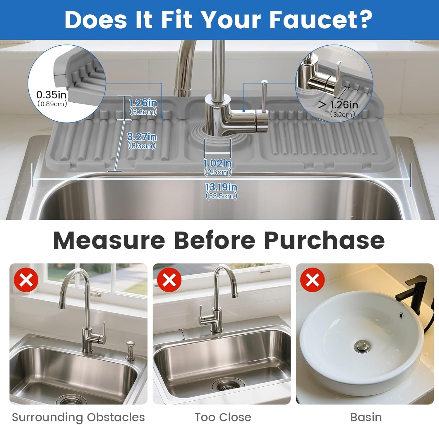 Silicone Sink Pad for Kitchen Sink, Keeping the Sink Surface Dry and Free of Residual Water Droplets