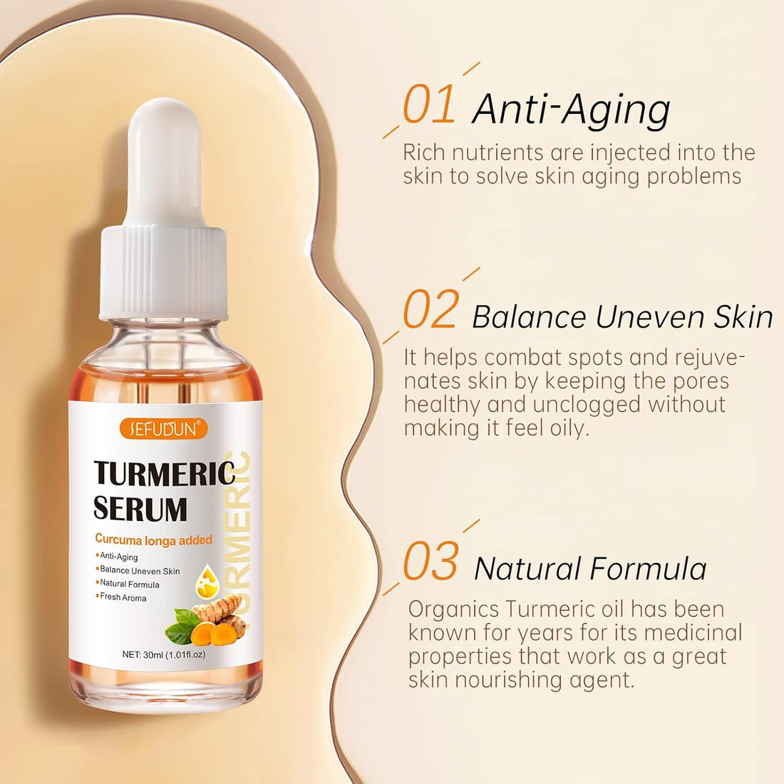 Turmeric Serum for Dark Spots 1 Fl Oz, Turmeric Dark Spot Corrector Serum for Face & Body, anti Aging Facial Serum for Women and Men, Reduces Hyperpigmentation, Age Spots, Sun Spot, Improve Skin Tone