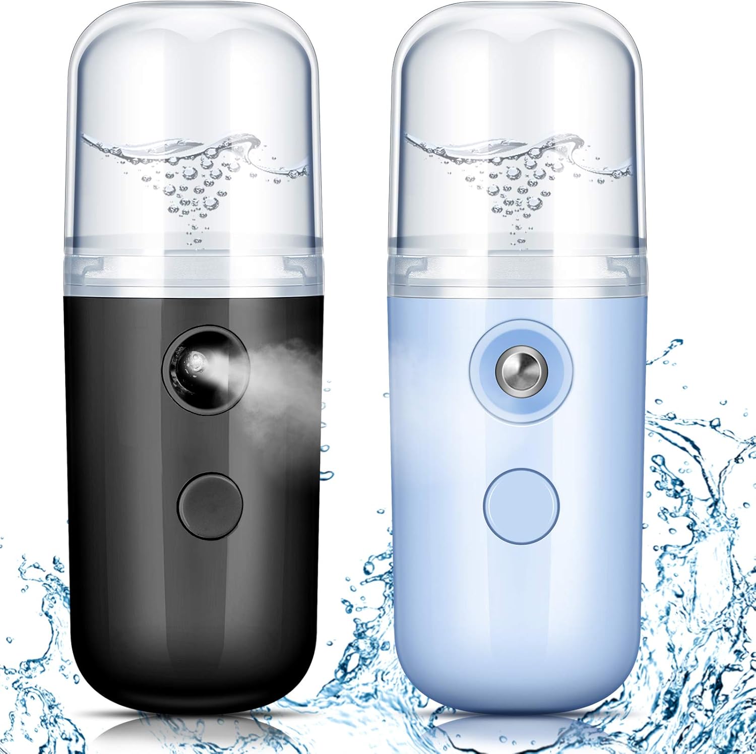 2 Pieces Nano Facial Mister 30 Ml Mini Face Humidifier Portable Facial Sprayer USB Rechargeable Handy Skin Care Machine for Face Hydrating, Daily Makeup (Dark Pink and White)