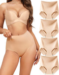Women Tummy Control Underwear, High Waisted Seamless Panties No Show Postpartum Briefs 4 Pack S-3XL