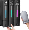 3 in 1 Shampoo and Conditioner Dispenser, 1200ML Capacity Shower Soap Dispenser Bathroom Set, 3 Chamber Shower Dispenser No Drill, Fashionable Wall Mounted Soap Dispenser for Bathroom & Hotel
