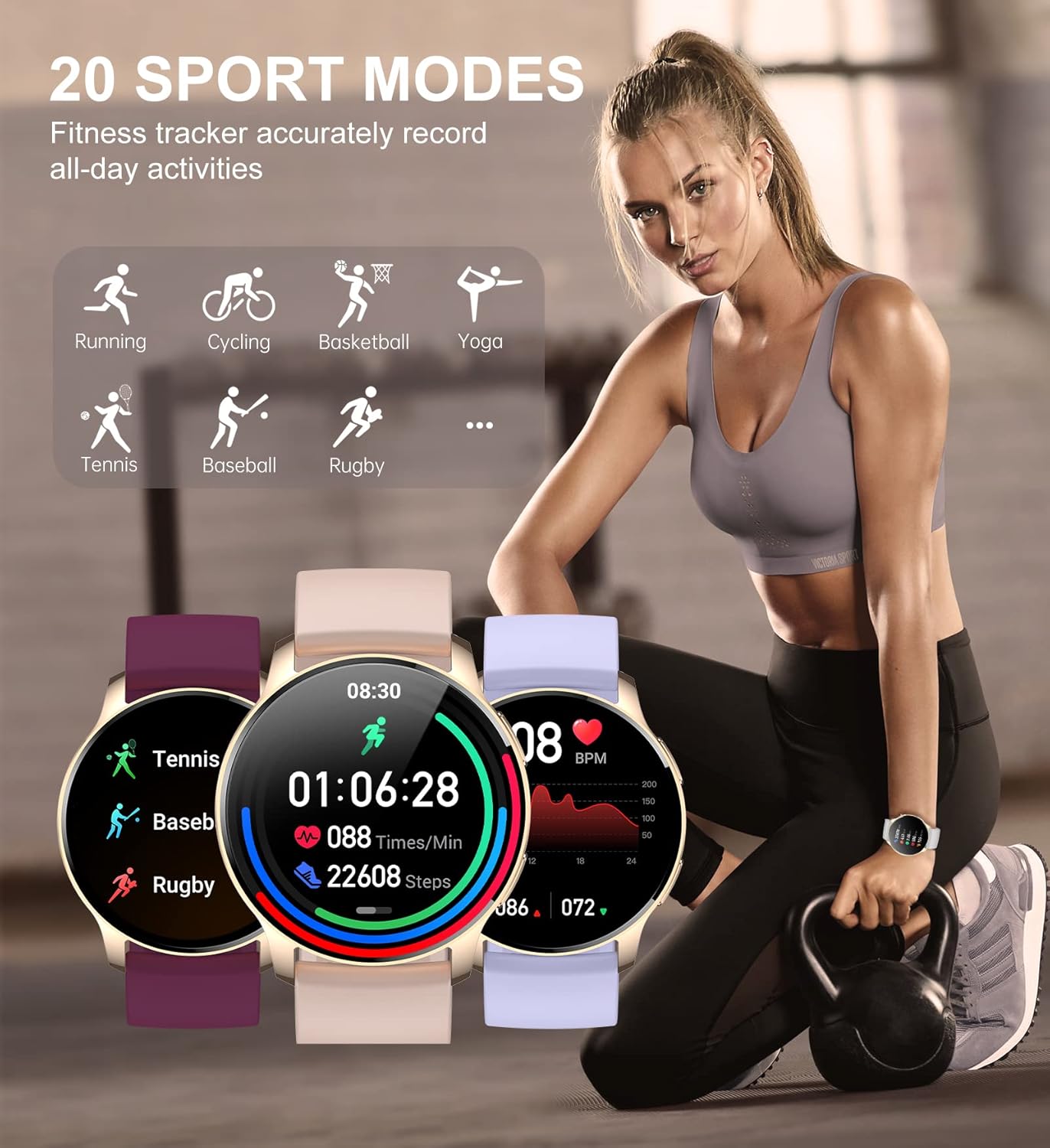 Smart Watch for Women, Bluetooth Call Fitness Tracker for Android and Ios Phones Waterproof Smartwatch with 1.32" HD Full Touch Screen AI Voice Control Heart Rate Sleep Monitor Pedometer
